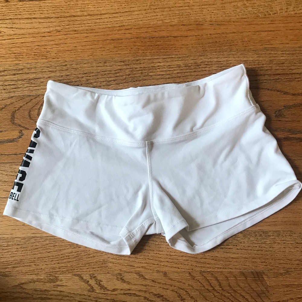 White Savage Barbell Spandex Shorts